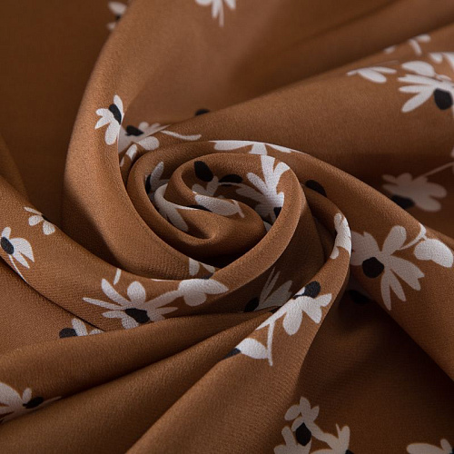 Крепдешин шелковый MaxMara 028-19272 карамельный принтованный