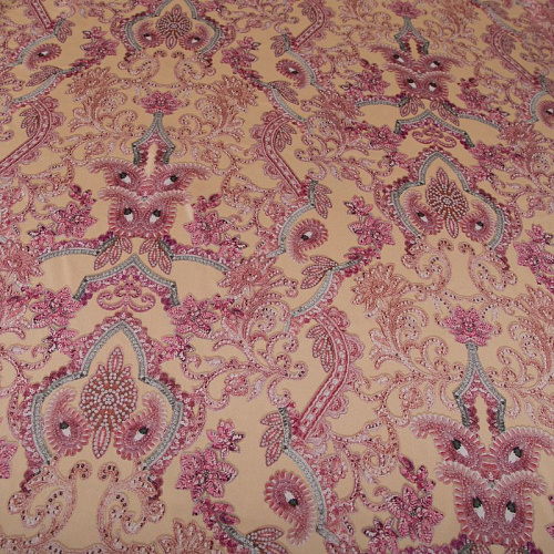 Шелк натуральный Etro 064-19247 персиковый принтованный