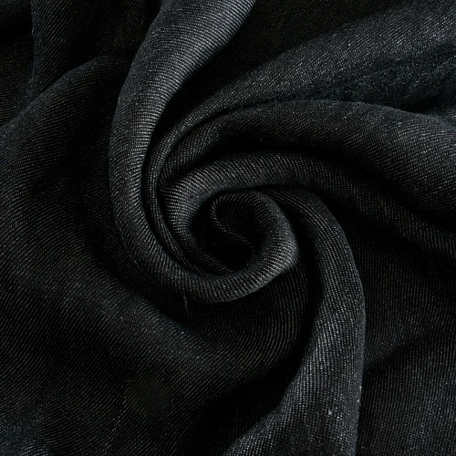 Лен натуральный 035-12032 черный джинс однотонный