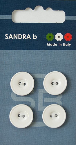 Пуговицы SANDRA 15 мм пластик 4 шт CARD018 белый