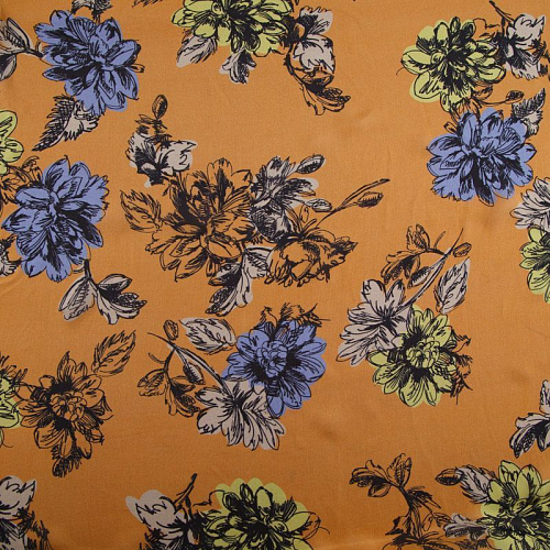 Шифон вискозный 068-16093 тыквенный принтованный