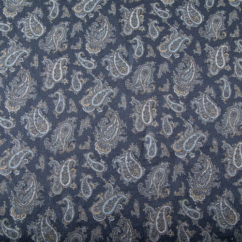 Лен натуральный 035-19901 сине-серый принтованный