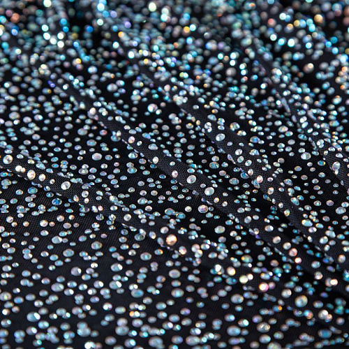 Сетка трикотажная со стразами Swarovski 050-19867 черный