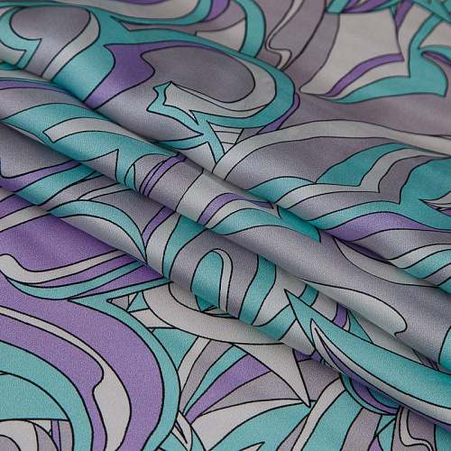 Шелк натуральный Emilio Pucci 064-19151 мятно-лавандовый принтованный
